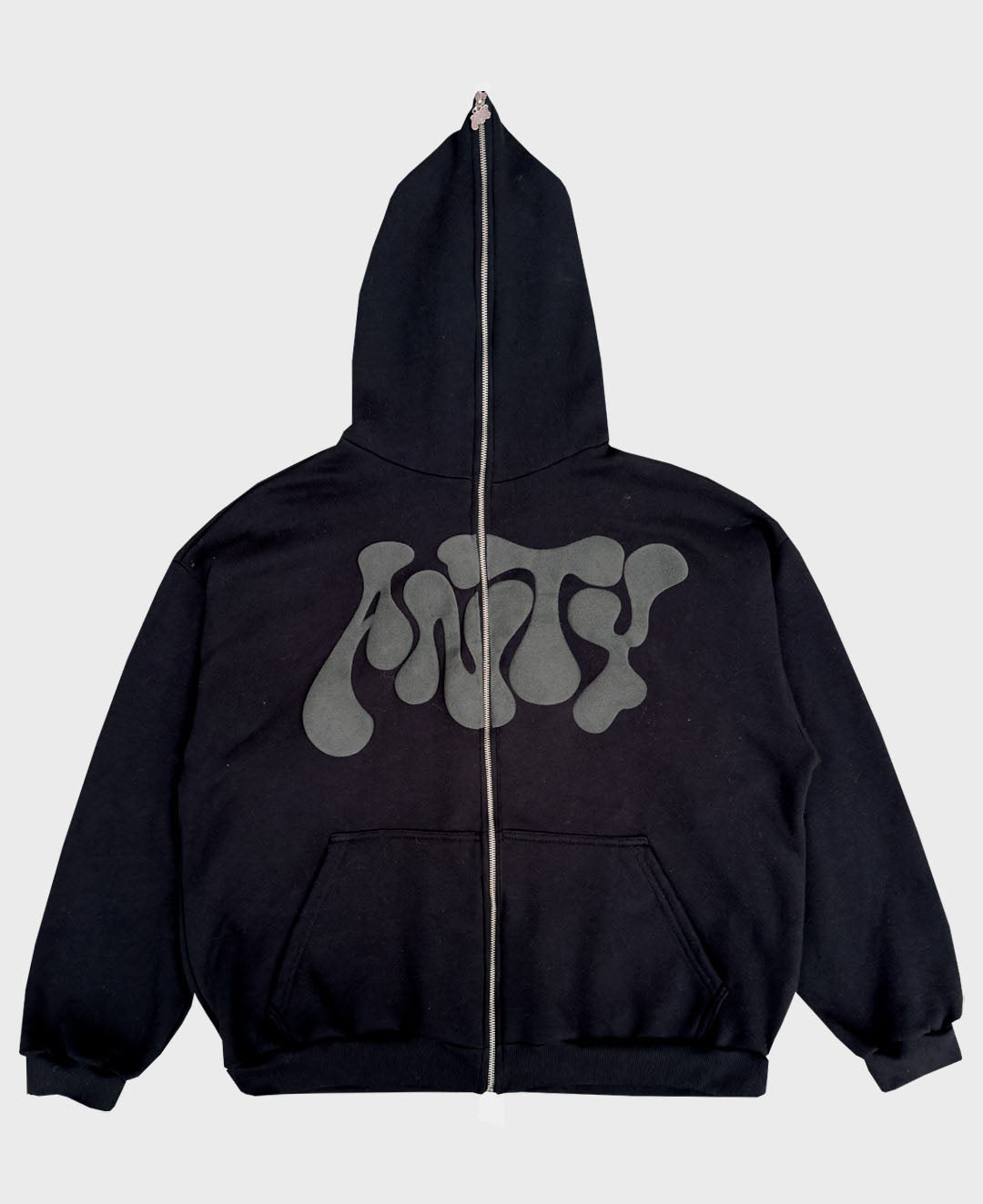 MOLETOM CURVE LOGO FULL ZIP BLACK