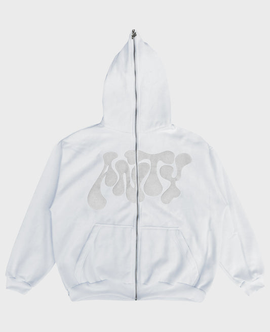 MOLETOM CURVE LOGO FULL ZIP WHITE